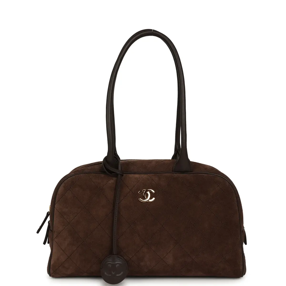 Chanel Chanel Small "Perfect Bowling" Bag Dark Brown Suede Gold Hardware | Image 1 Chanel Chanel Small "Perfect Bowling" Bag Dark Brown Suede Gold Hardware | Image 1