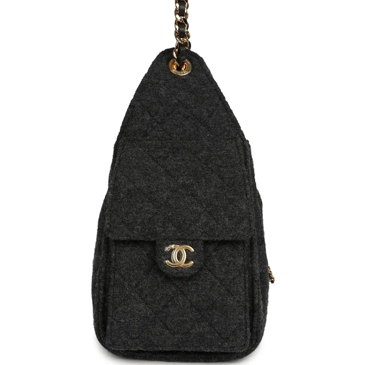 Chanel Chanel Small 25 Hobo Bag Dark Grey Wool Felt Gold Hardware | Thumbnail 3 Chanel Chanel Small 25 Hobo Bag Dark Grey Wool Felt Gold Hardware | Thumbnail 3