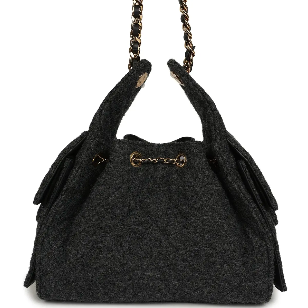 Chanel Chanel Small 25 Hobo Bag Dark Grey Wool Felt Gold Hardware | Thumbnail 4 Chanel Chanel Small 25 Hobo Bag Dark Grey Wool Felt Gold Hardware | Thumbnail 4