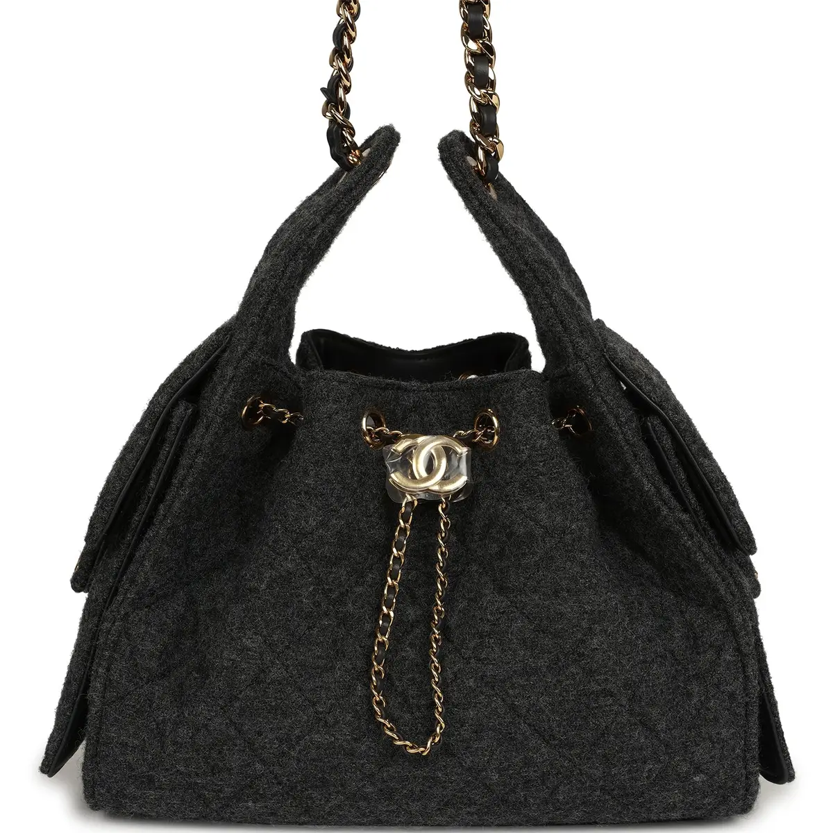 Chanel Chanel Small 25 Hobo Bag Dark Grey Wool Felt Gold Hardware | Image 1 Chanel Chanel Small 25 Hobo Bag Dark Grey Wool Felt Gold Hardware | Image 1