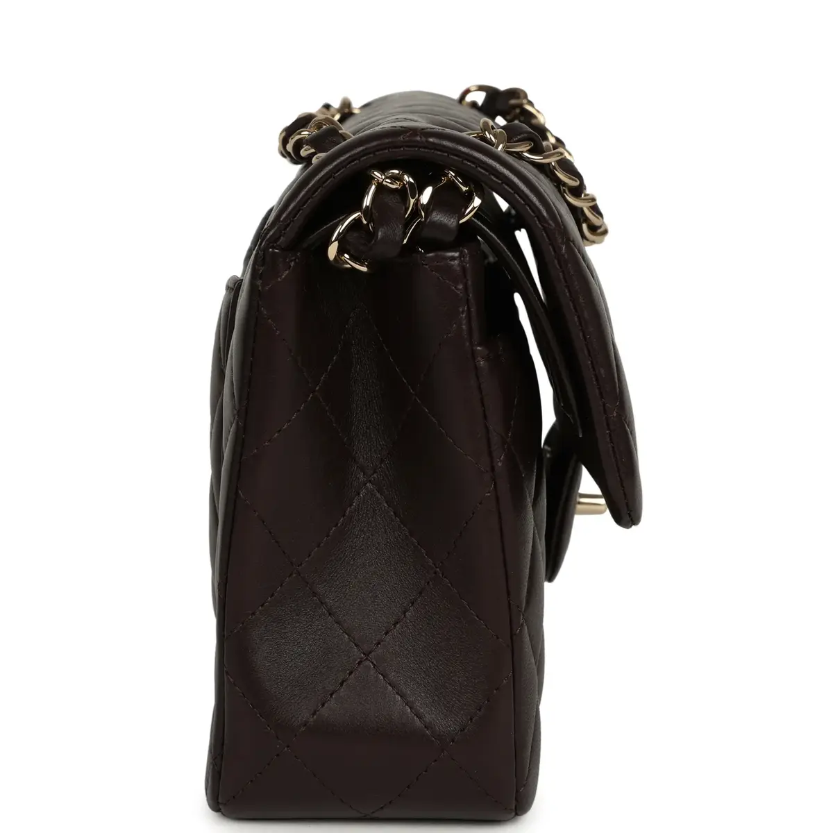Chanel Chanel Small Classic Double Flap Bag Dark Brown Lambskin Light Gold Hardware | Thumbnail 3