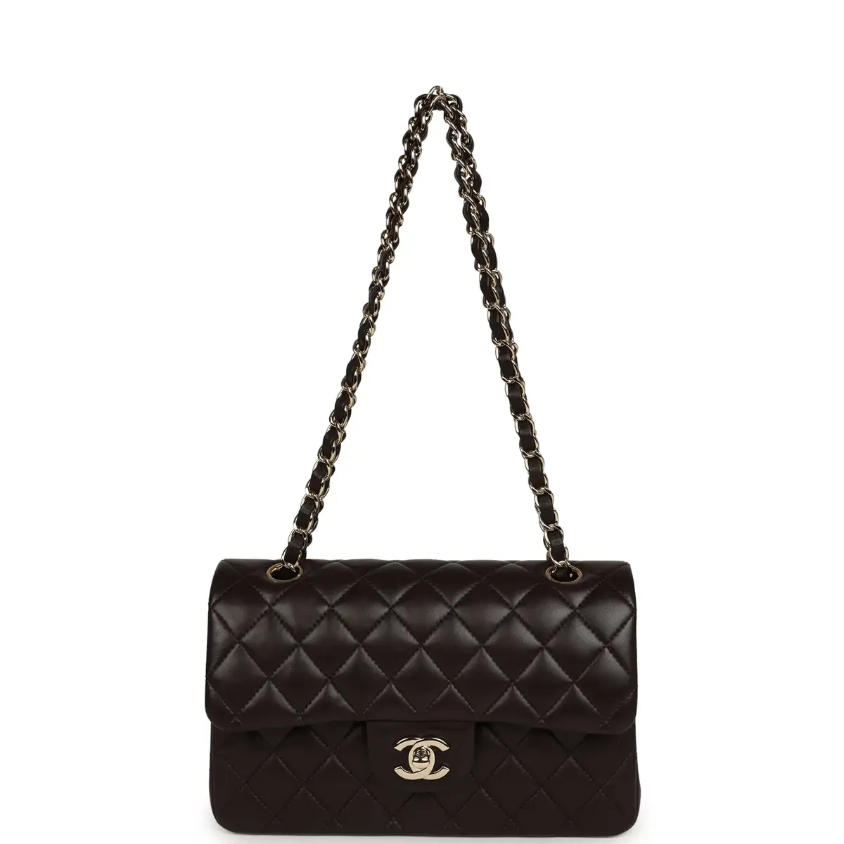 Chanel Chanel Small Classic Double Flap Bag Dark Brown Lambskin Light Gold Hardware | Thumbnail 7