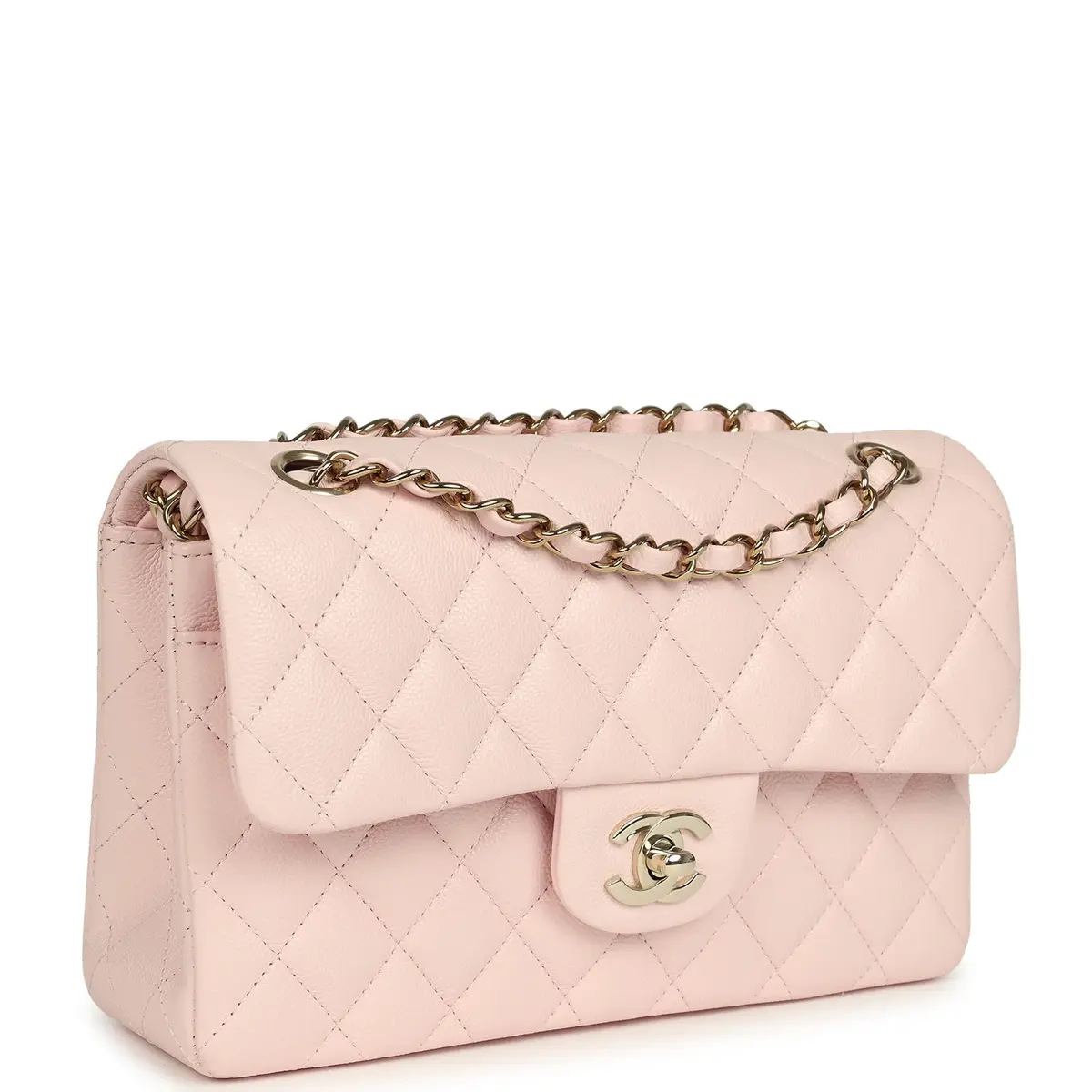 Chanel Chanel Small Classic Double Flap Bag Light Pink Shiny Caviar Light Gold Hardware | Thumbnail 2 Chanel Chanel Small Classic Double Flap Bag Light Pink Shiny Caviar Light Gold Hardware | Thumbnail 2