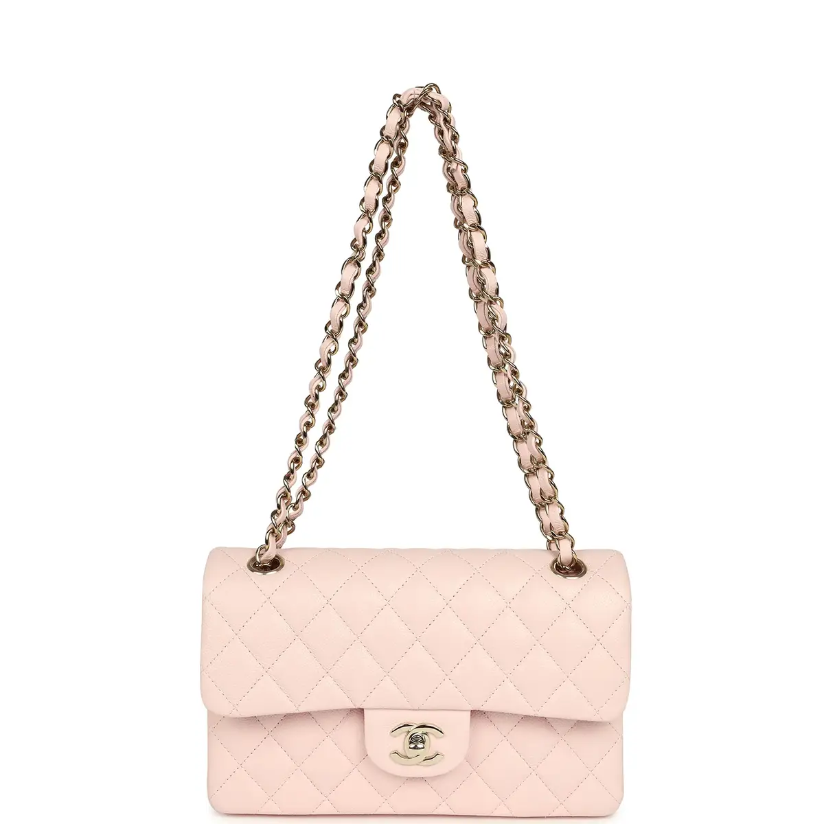 Chanel Chanel Small Classic Double Flap Bag Light Pink Shiny Caviar Light Gold Hardware | Thumbnail 7 Chanel Chanel Small Classic Double Flap Bag Light Pink Shiny Caviar Light Gold Hardware | Thumbnail 7