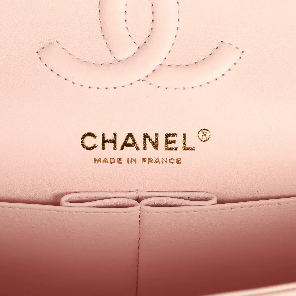 Chanel Chanel Small Classic Double Flap Bag Light Pink Shiny Caviar Light Gold Hardware | Thumbnail 8 Chanel Chanel Small Classic Double Flap Bag Light Pink Shiny Caviar Light Gold Hardware | Thumbnail 8