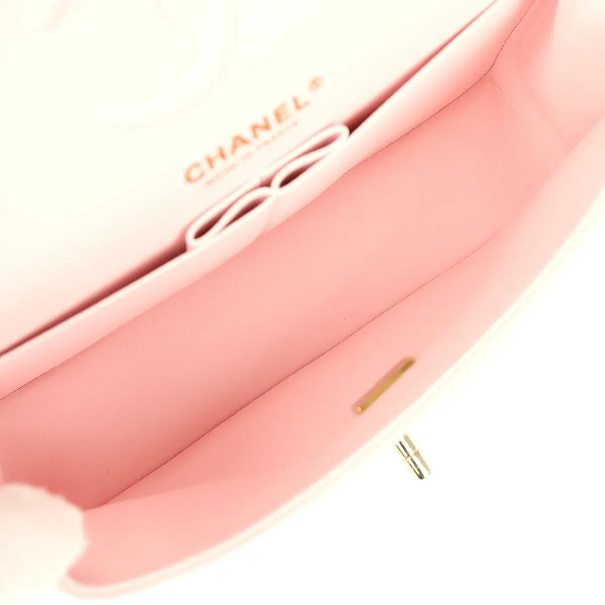 Chanel Chanel Small Classic Double Flap Bag Light Pink Shiny Caviar Light Gold Hardware | Thumbnail 9 Chanel Chanel Small Classic Double Flap Bag Light Pink Shiny Caviar Light Gold Hardware | Thumbnail 9