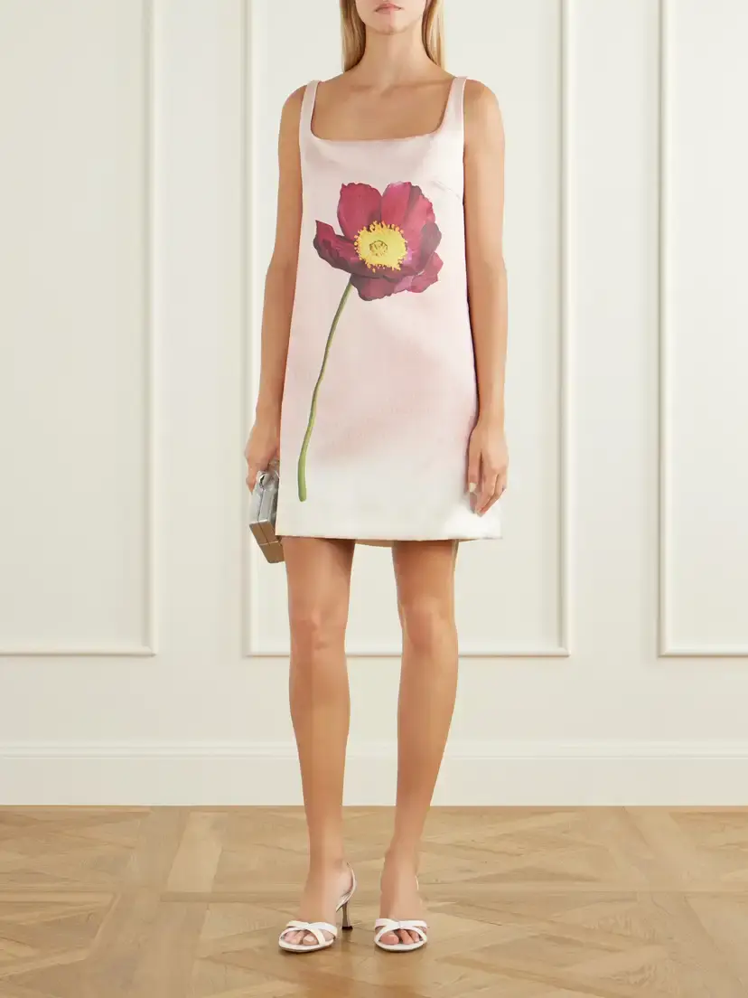 Oscar de la Renta Printed Satin Mini Dress | Thumbnail 2 Oscar de la Renta Printed Satin Mini Dress | Thumbnail 2