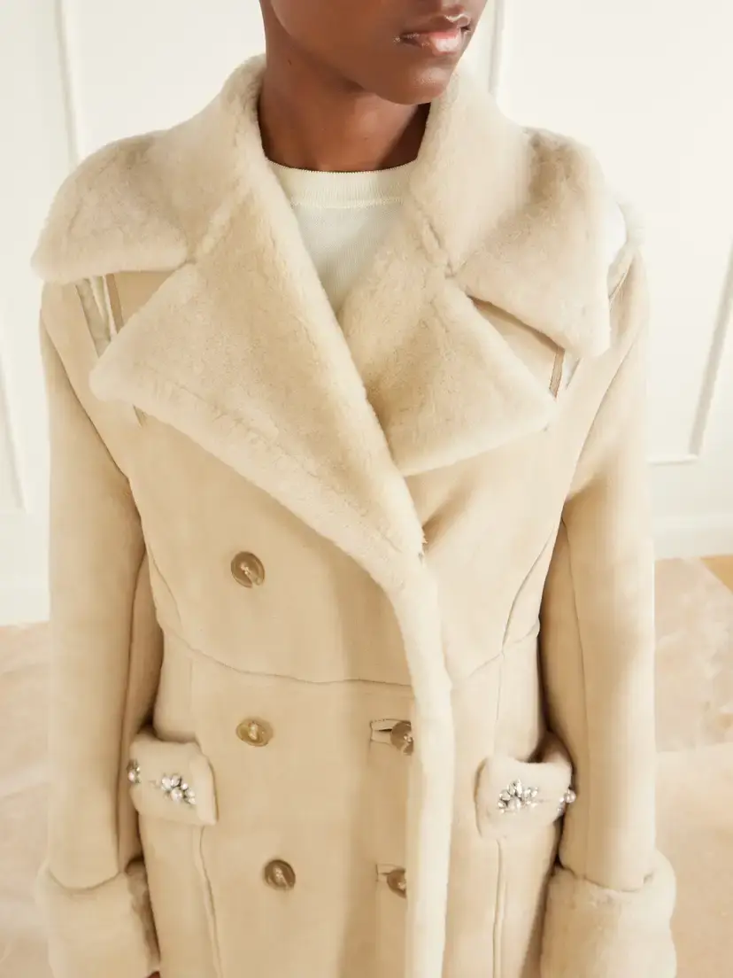 Simone Rocha Embellished Double-breasted Shearling Coat | Thumbnail 4 Simone Rocha Embellished Double-breasted Shearling Coat | Thumbnail 4