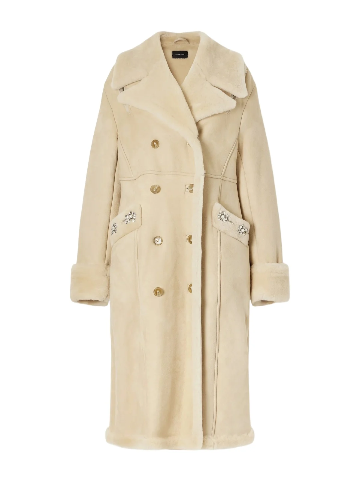 Embellished Double-breasted Shearling Coat Embellished Double-breasted Shearling Coat