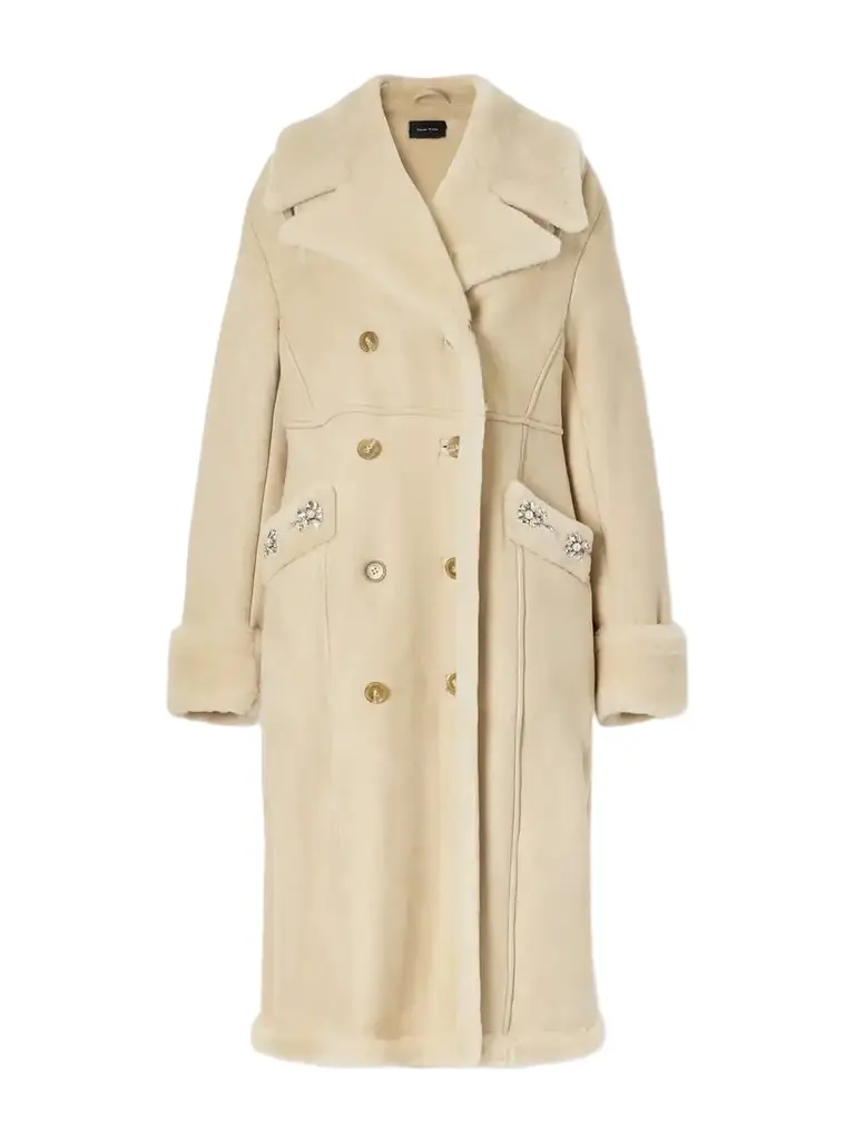 Simone Rocha Embellished Double-breasted Shearling Coat | Image 1 Simone Rocha Embellished Double-breasted Shearling Coat | Image 1