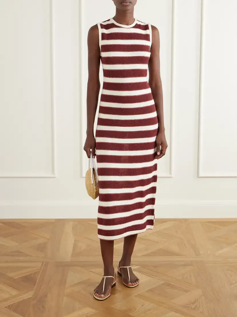 Eres Régulière Striped Metallic Cotton-blend Midi Dress | Thumbnail 2 Eres Régulière Striped Metallic Cotton-blend Midi Dress | Thumbnail 2