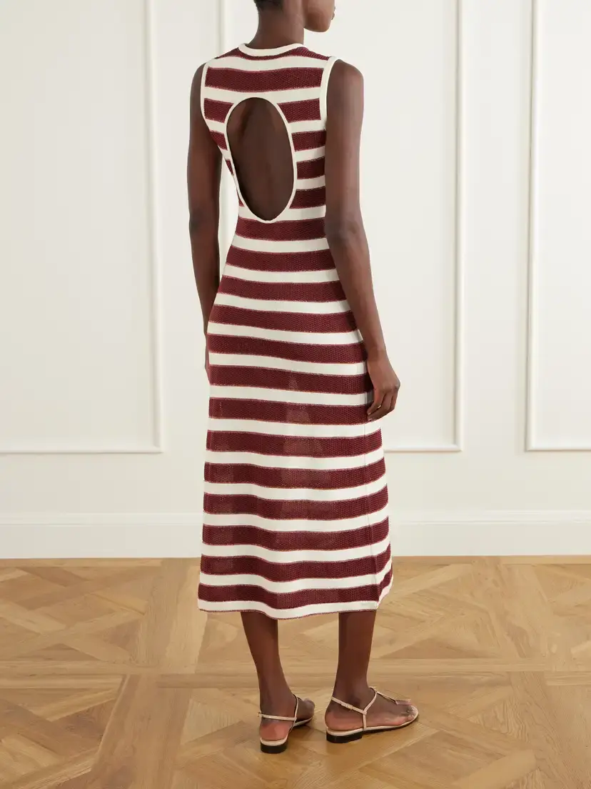 Eres Régulière Striped Metallic Cotton-blend Midi Dress | Thumbnail 3 Eres Régulière Striped Metallic Cotton-blend Midi Dress | Thumbnail 3