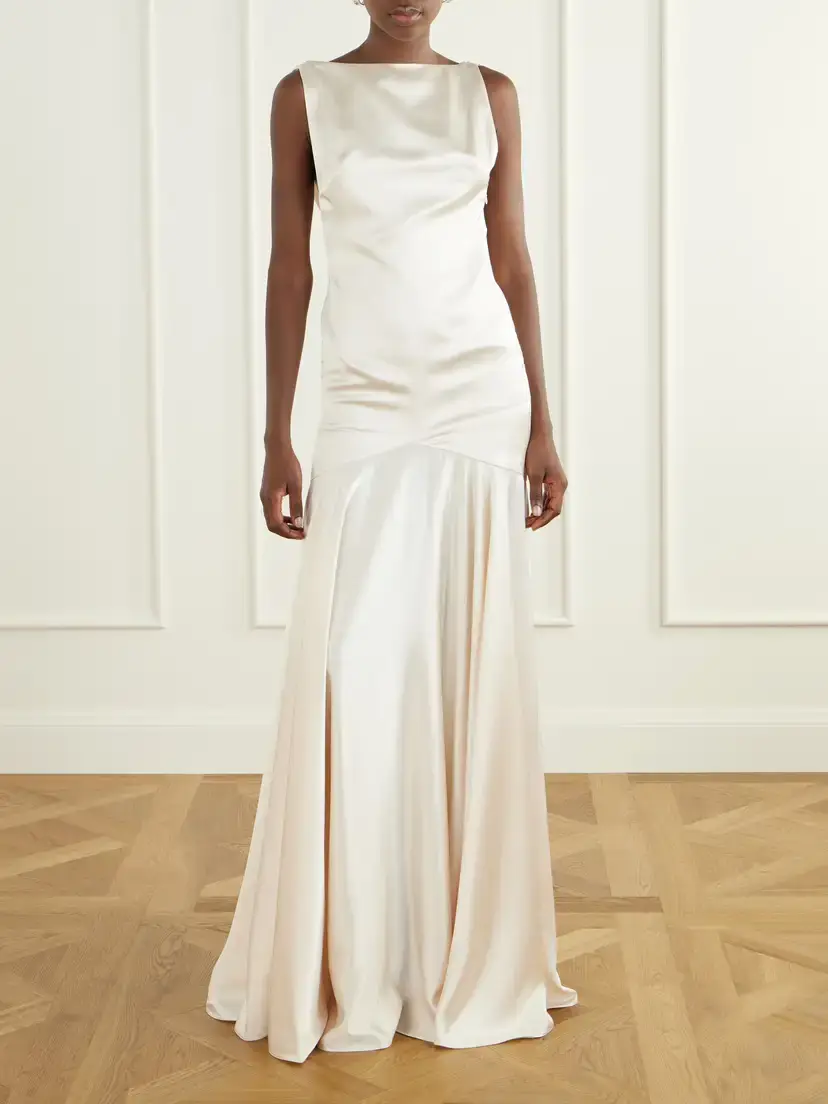 Ilkyaz Ozel Datura Draped Satin Gown | Thumbnail 3