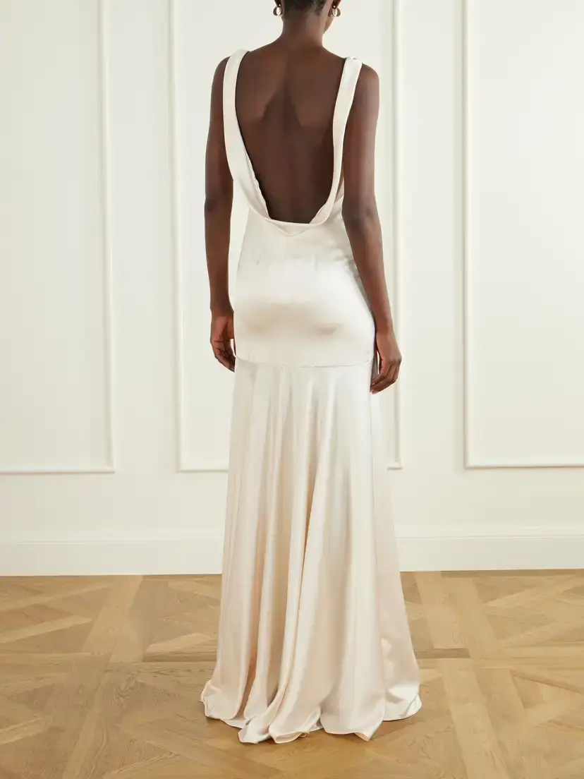 Ilkyaz Ozel Datura Draped Satin Gown | Thumbnail 4