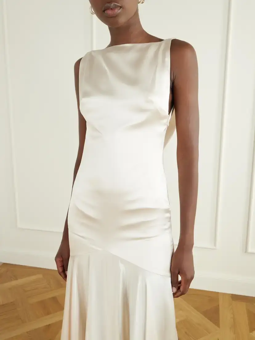 Ilkyaz Ozel Datura Draped Satin Gown | Thumbnail 5