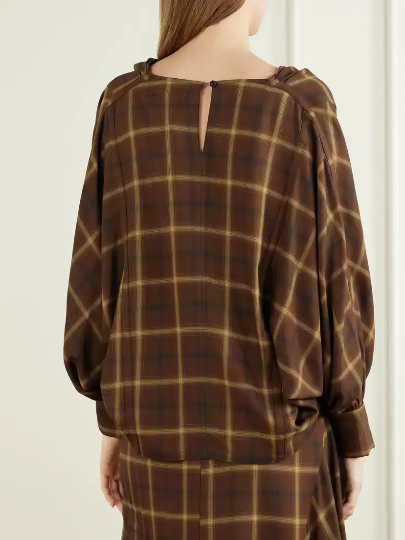 Co Draped Checked Crepe Shirt | Thumbnail 4 Co Draped Checked Crepe Shirt | Thumbnail 4