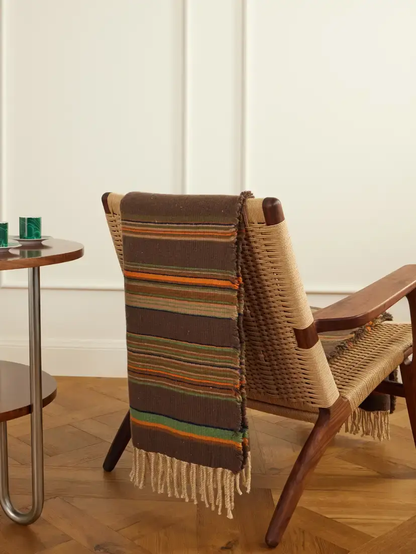 The House of Lyria Nazca Fringed Striped Cashmere And Silk-blend Throw - Brown | Thumbnail 2 The House of Lyria Nazca Fringed Striped Cashmere And Silk-blend Throw - Brown | Thumbnail 2
