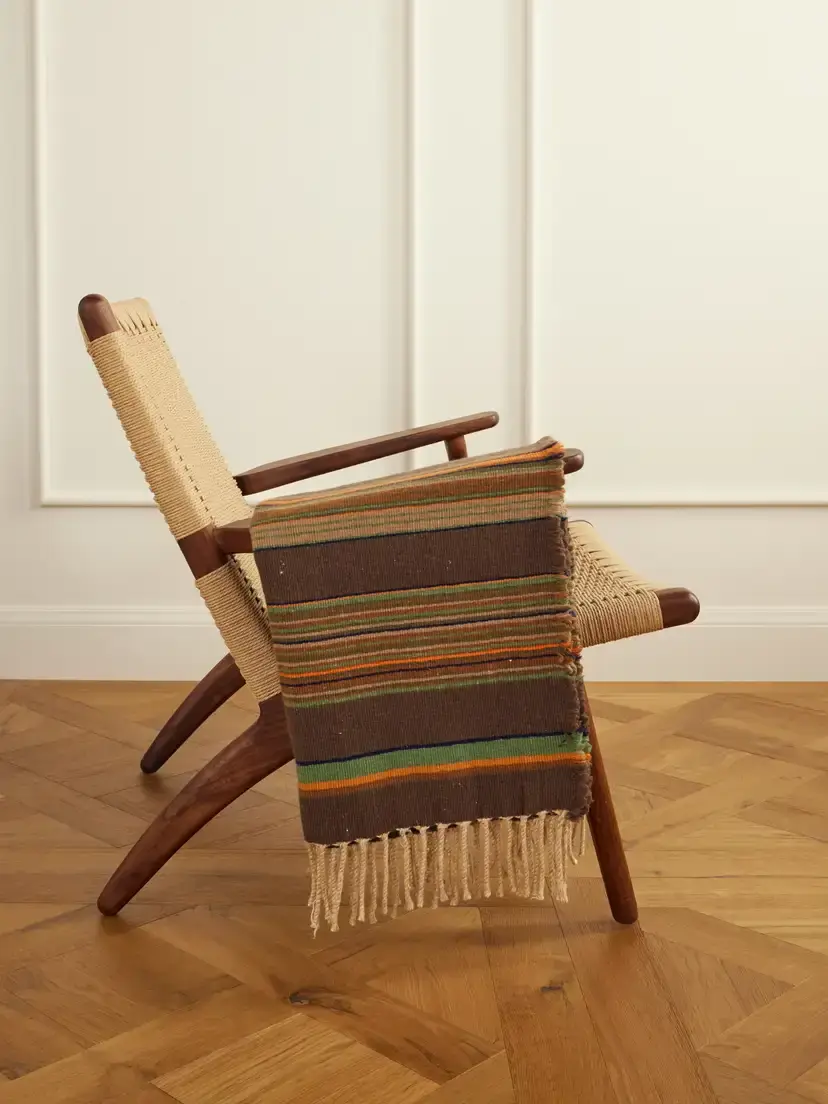 The House of Lyria Nazca Fringed Striped Cashmere And Silk-blend Throw | Image 1 The House of Lyria Nazca Fringed Striped Cashmere And Silk-blend Throw | Image 1