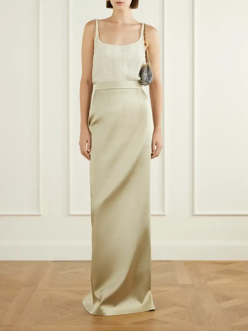 Ilkyaz Ozel Sirena Satin Maxi Skirt | Thumbnail 2