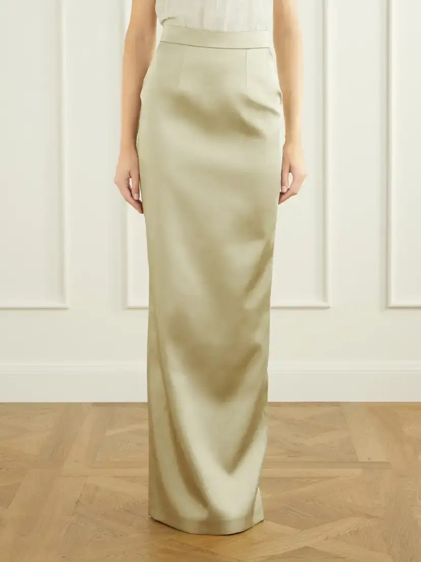 Ilkyaz Ozel Sirena Satin Maxi Skirt | Thumbnail 3