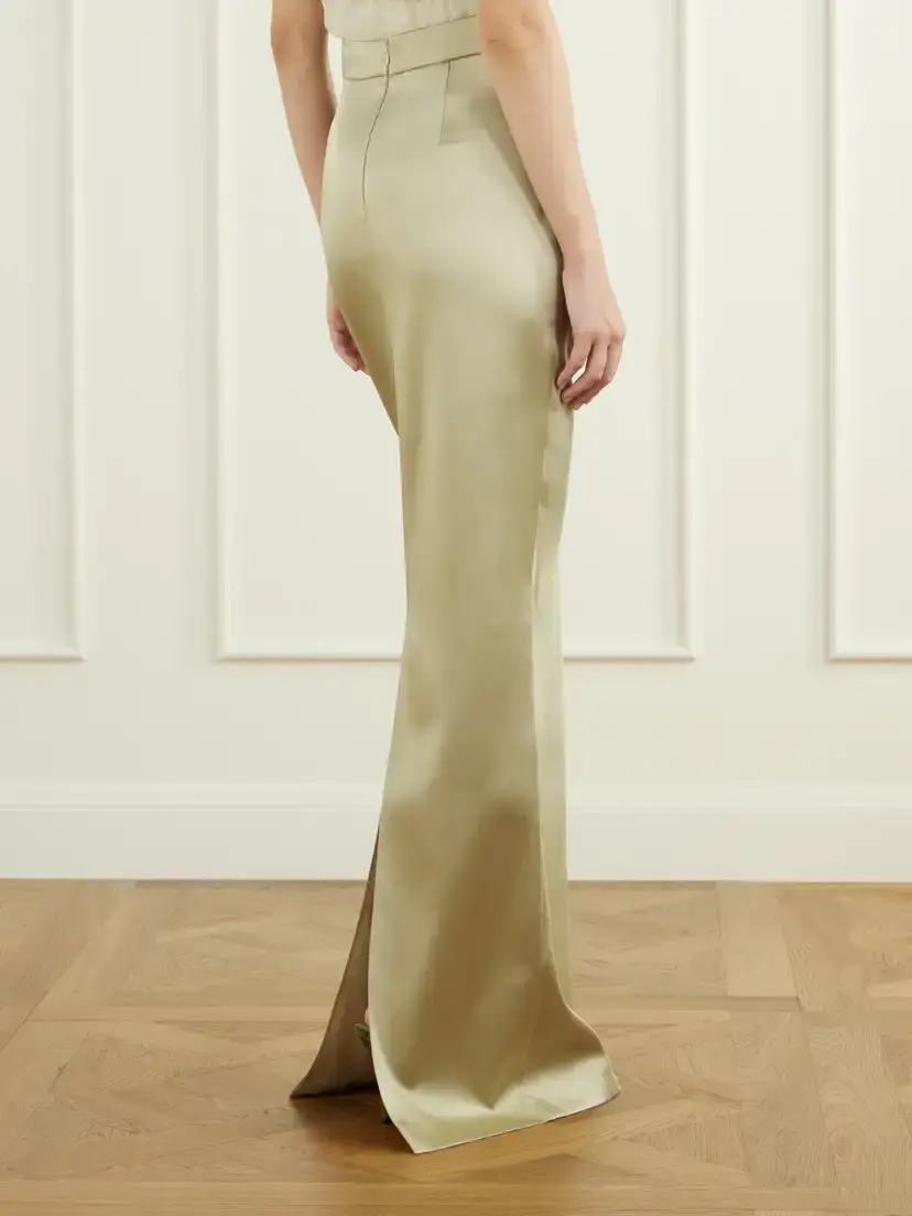 Ilkyaz Ozel Sirena Satin Maxi Skirt | Thumbnail 4