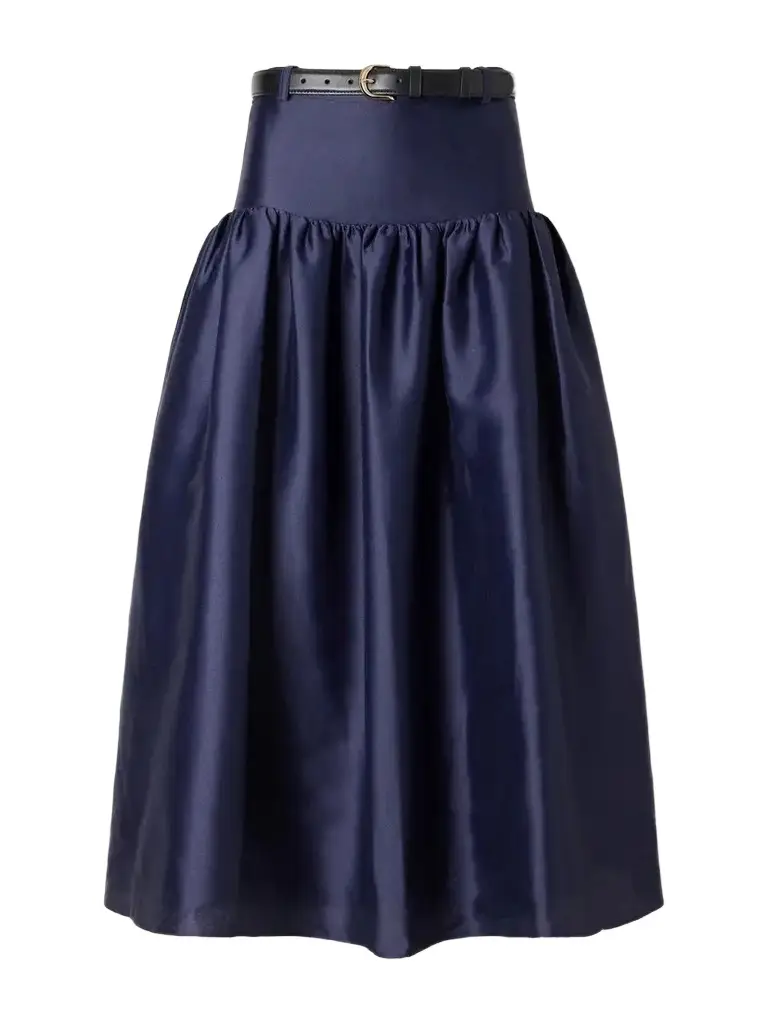Self-Portrait Gathered Taffeta Midi Skirt