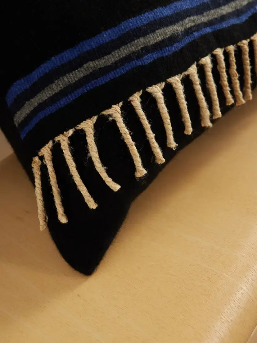 The House of Lyria Abisso Fringed Striped Cashmere, Silk And Wool-blend Cushion - Blue | Thumbnail 3 The House of Lyria Abisso Fringed Striped Cashmere, Silk And Wool-blend Cushion - Blue | Thumbnail 3