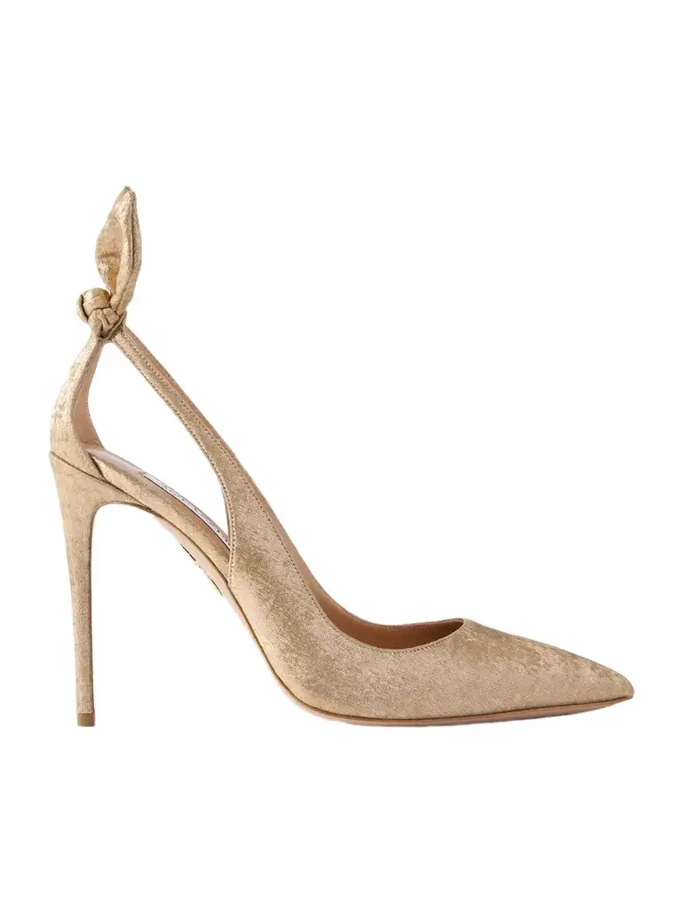 Aquazzura Bow Tie 105 Satin And Leather Pumps