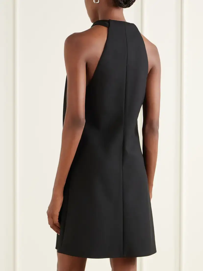 Courrèges Tie-detailed Logo-embroidered Crepe Mini Dress | Thumbnail 3 Courrèges Tie-detailed Logo-embroidered Crepe Mini Dress | Thumbnail 3