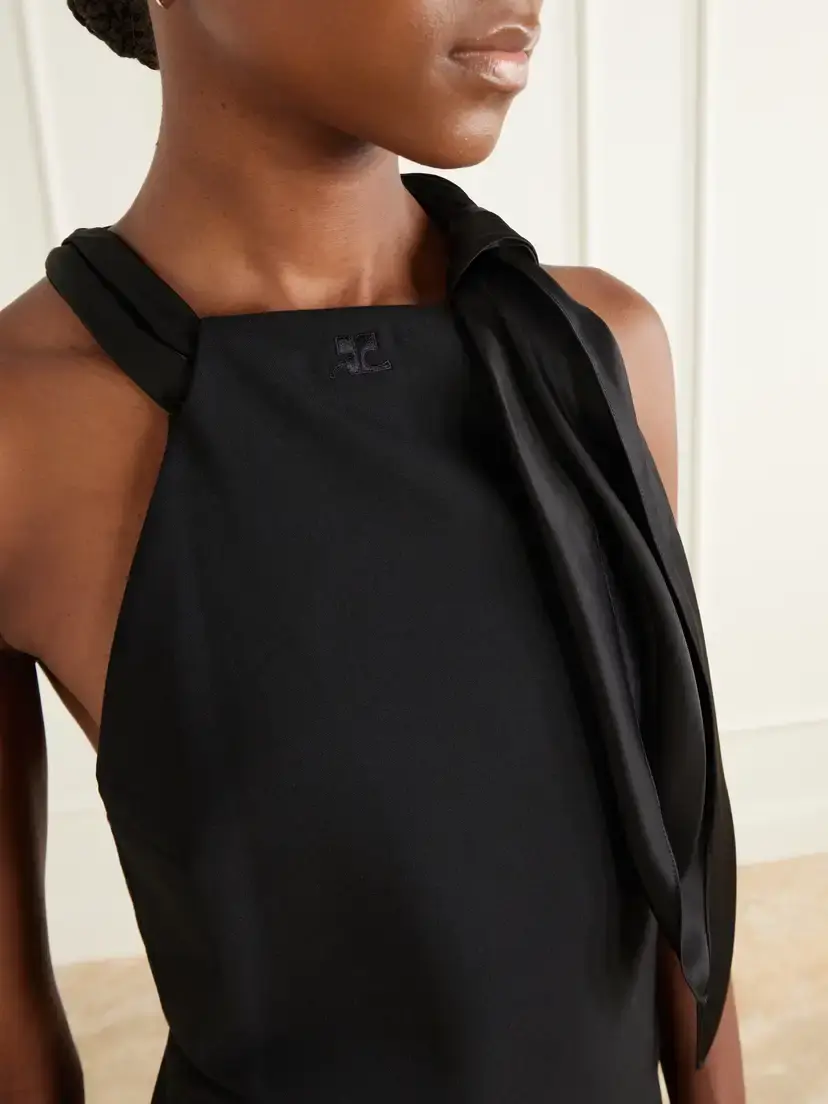 Courrèges Tie-detailed Logo-embroidered Crepe Mini Dress | Thumbnail 4 Courrèges Tie-detailed Logo-embroidered Crepe Mini Dress | Thumbnail 4