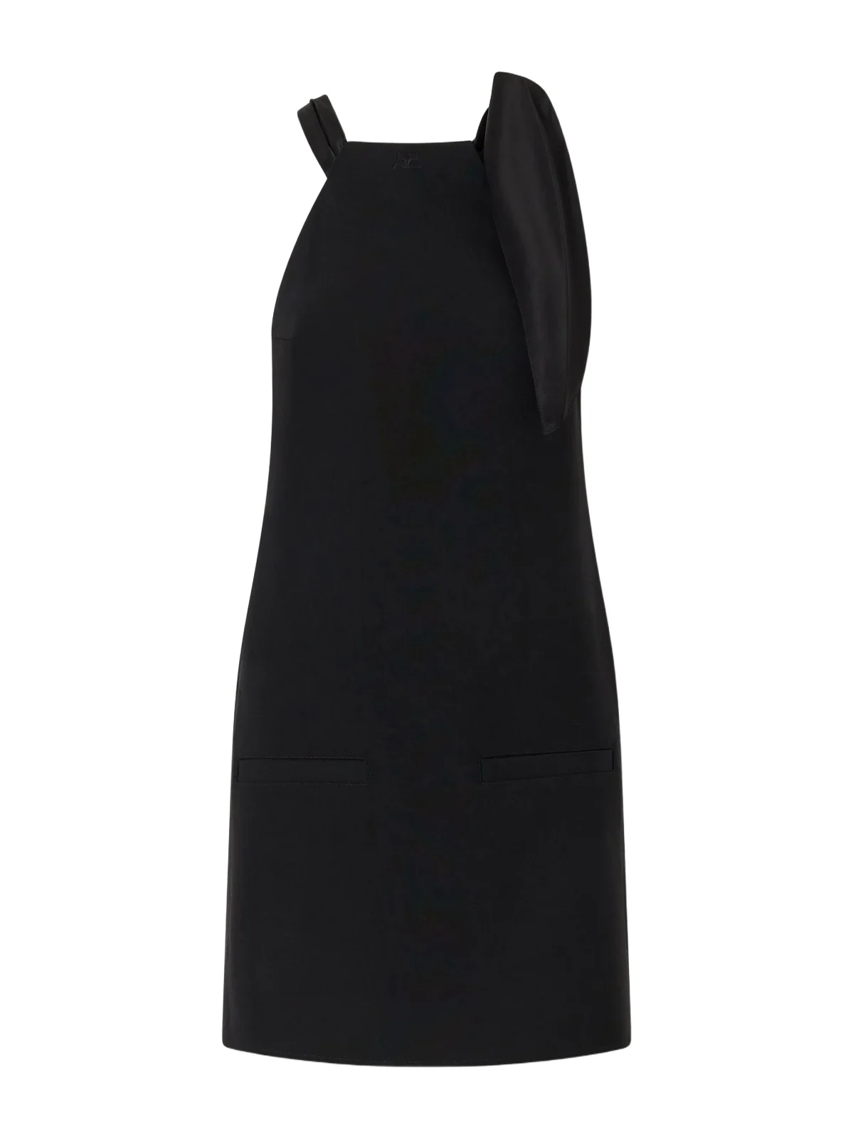 Courrèges Tie-detailed Logo-embroidered Crepe Mini Dress