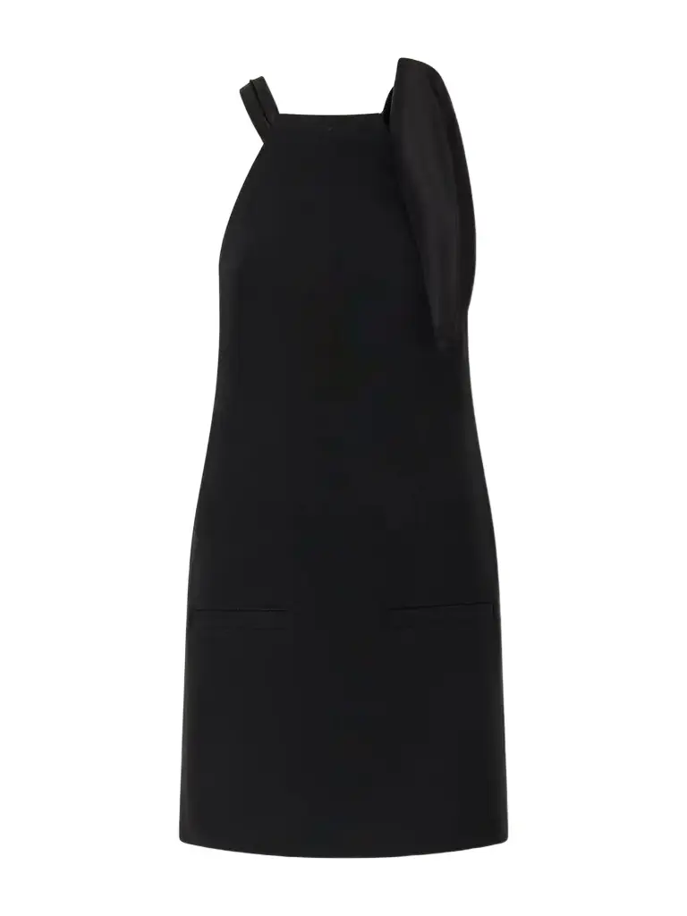 Courrèges Tie-detailed Logo-embroidered Crepe Mini Dress | Image 1 Courrèges Tie-detailed Logo-embroidered Crepe Mini Dress | Image 1