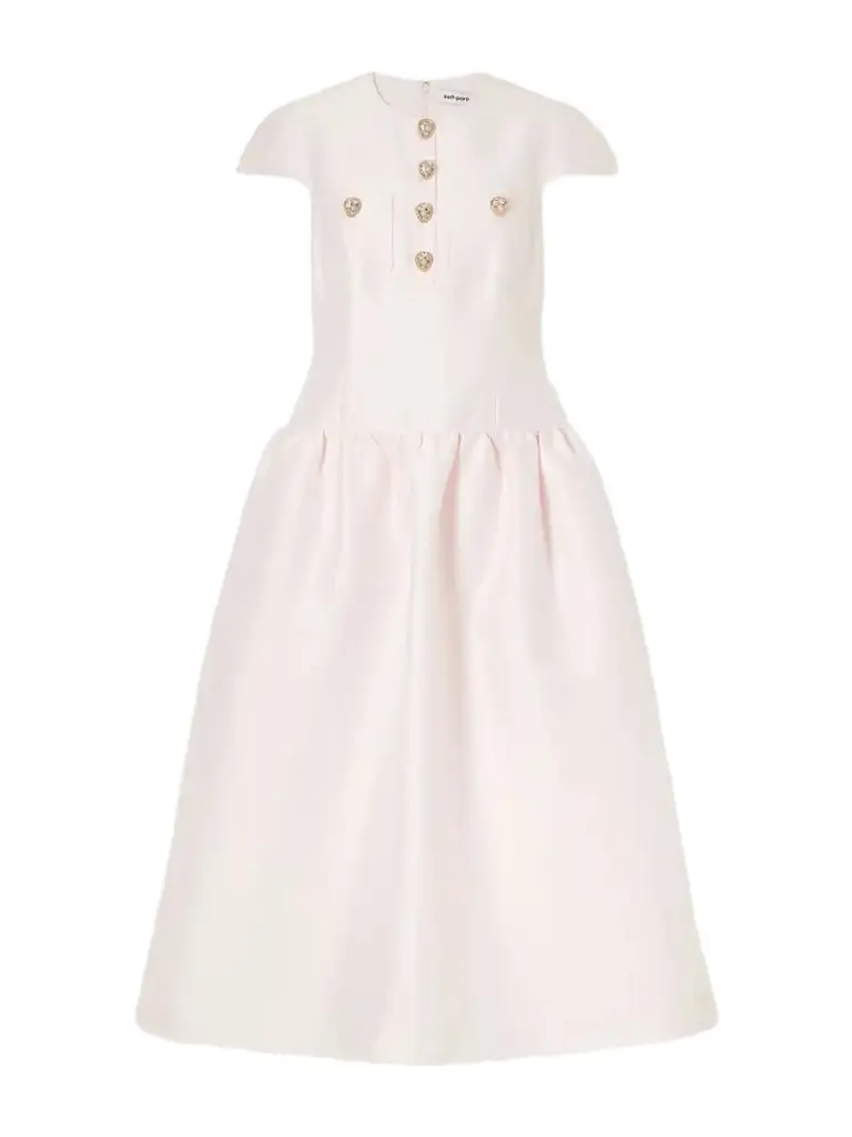 Self-Portrait Embellished Taffeta Midi Dress