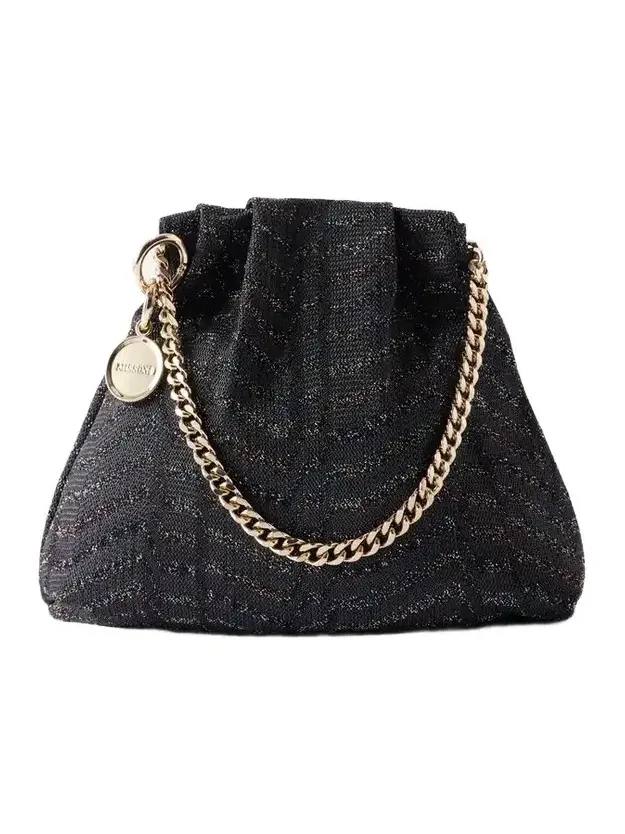 Greek Key Striped Metallic Crochet-knit Shoulder Bag Greek Key Striped Metallic Crochet-knit Shoulder Bag