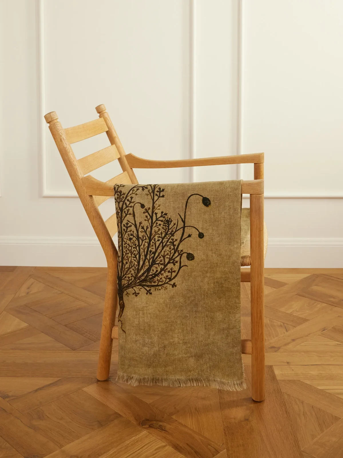 The House of Lyria Firmamento Fringed Linen And Cotton-blend Throw - Gold