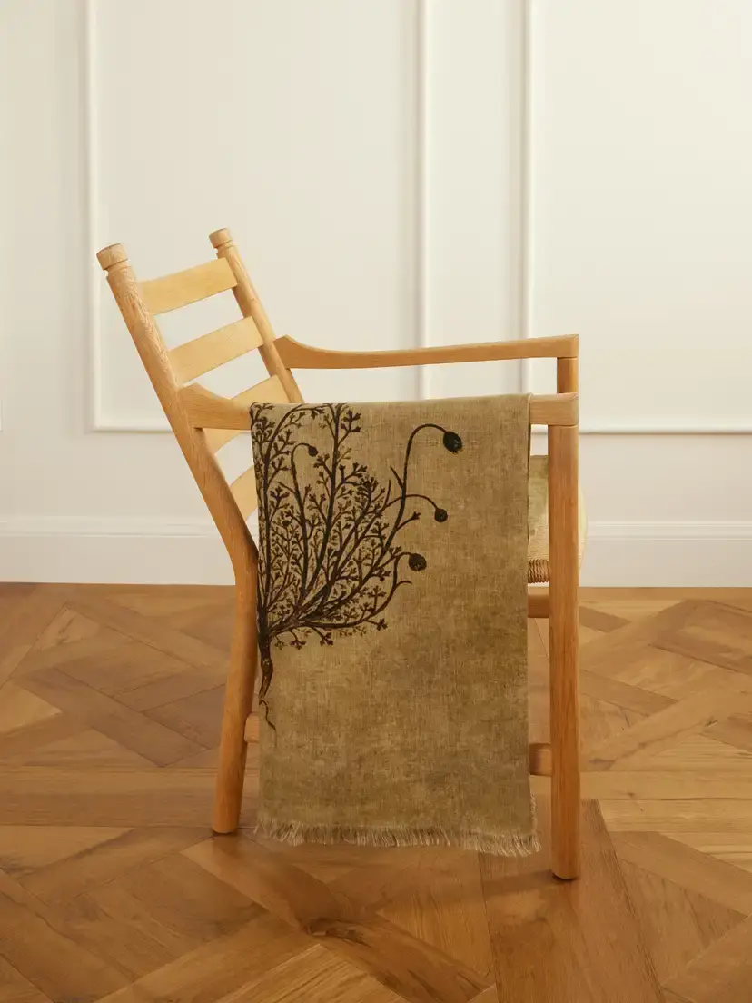 The House of Lyria Firmamento Fringed Linen And Cotton-blend Throw | Image 1 The House of Lyria Firmamento Fringed Linen And Cotton-blend Throw | Image 1