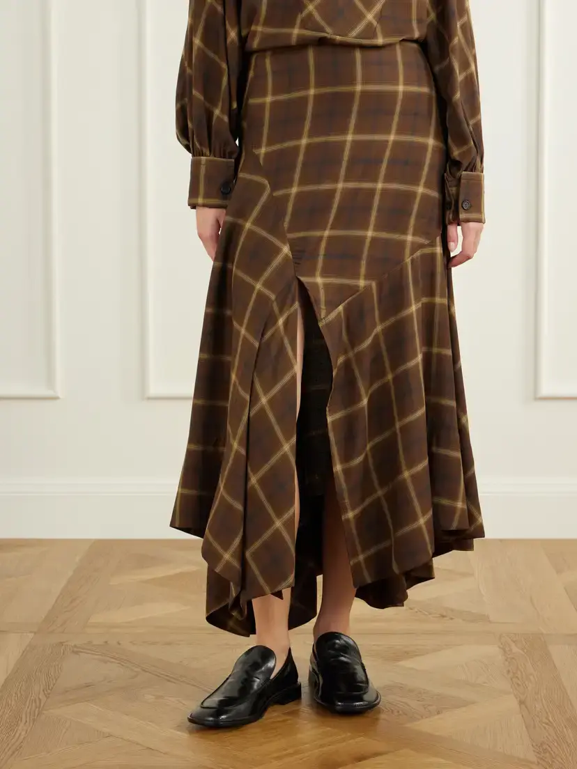 Co Slash Checked Crepe Midi Skirt | Thumbnail 3 Co Slash Checked Crepe Midi Skirt | Thumbnail 3