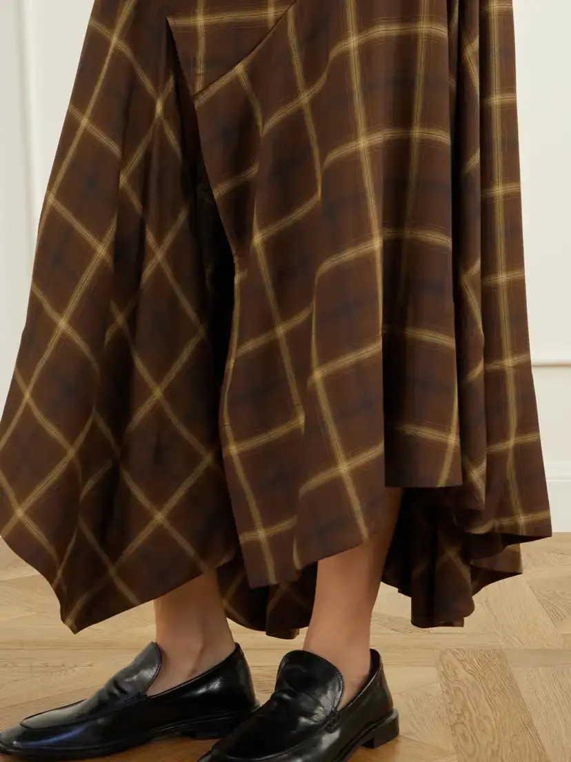 Co Slash Checked Crepe Midi Skirt | Thumbnail 5 Co Slash Checked Crepe Midi Skirt | Thumbnail 5