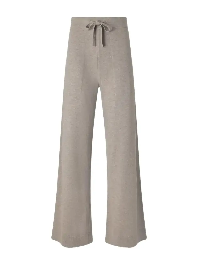 Le Kasha Suria Ribbed Organic Cashmere Wide-leg Pants