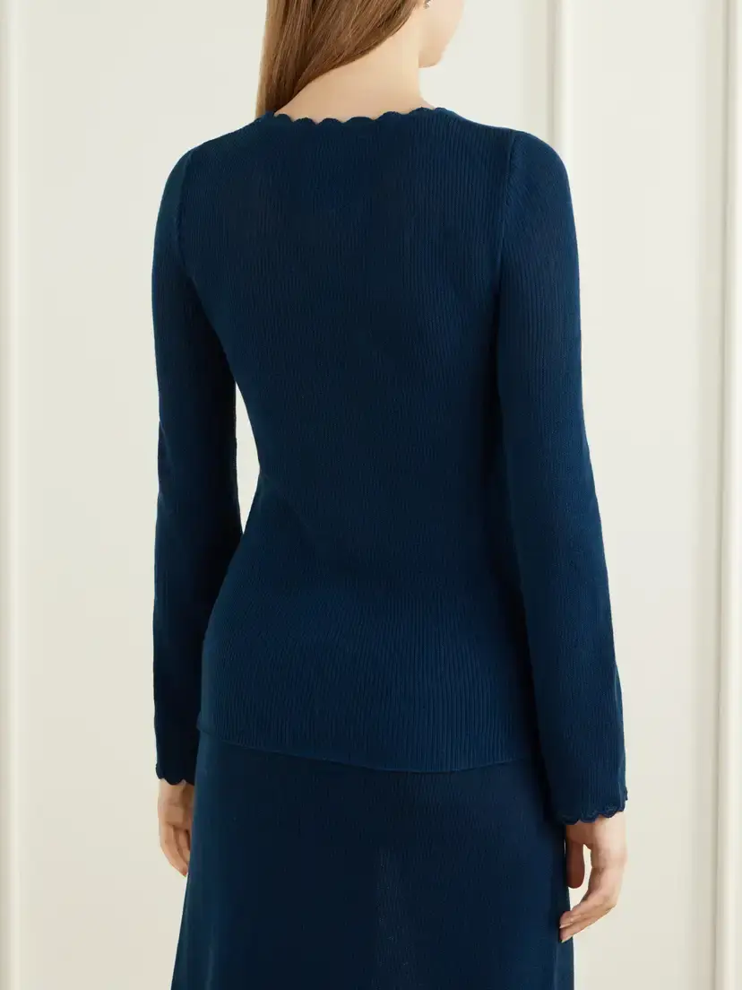 ESCVDO Bernabe Scalloped Ribbed Cotton Sweater | Thumbnail 4 ESCVDO Bernabe Scalloped Ribbed Cotton Sweater | Thumbnail 4