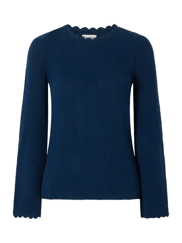 ESCVDO Bernabe Scalloped Ribbed Cotton Sweater | Image 1 ESCVDO Bernabe Scalloped Ribbed Cotton Sweater | Image 1
