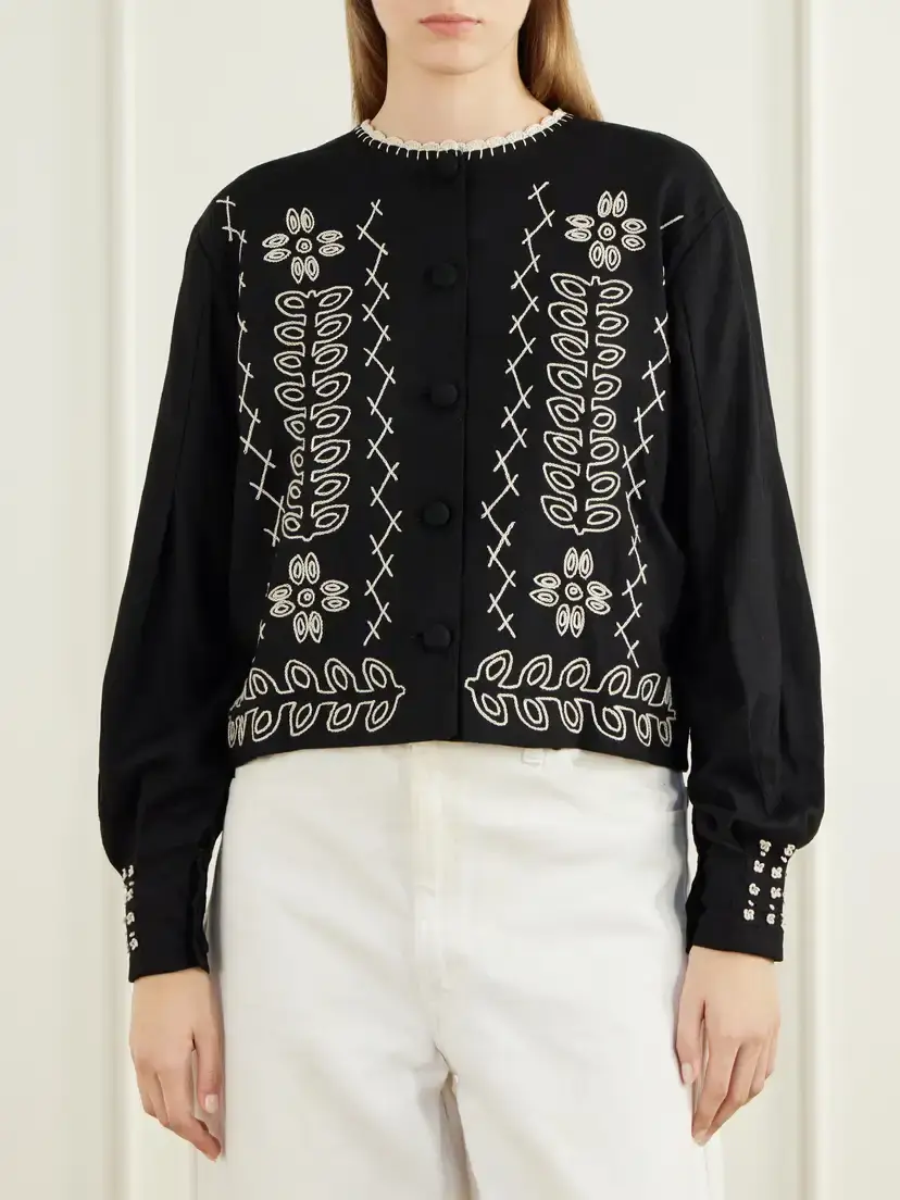 ESCVDO Libertad Cropped Embroidered Cotton-twill Jacket | Thumbnail 3 ESCVDO Libertad Cropped Embroidered Cotton-twill Jacket | Thumbnail 3