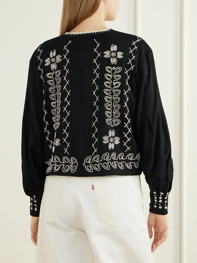 ESCVDO Libertad Cropped Embroidered Cotton-twill Jacket | Thumbnail 4 ESCVDO Libertad Cropped Embroidered Cotton-twill Jacket | Thumbnail 4