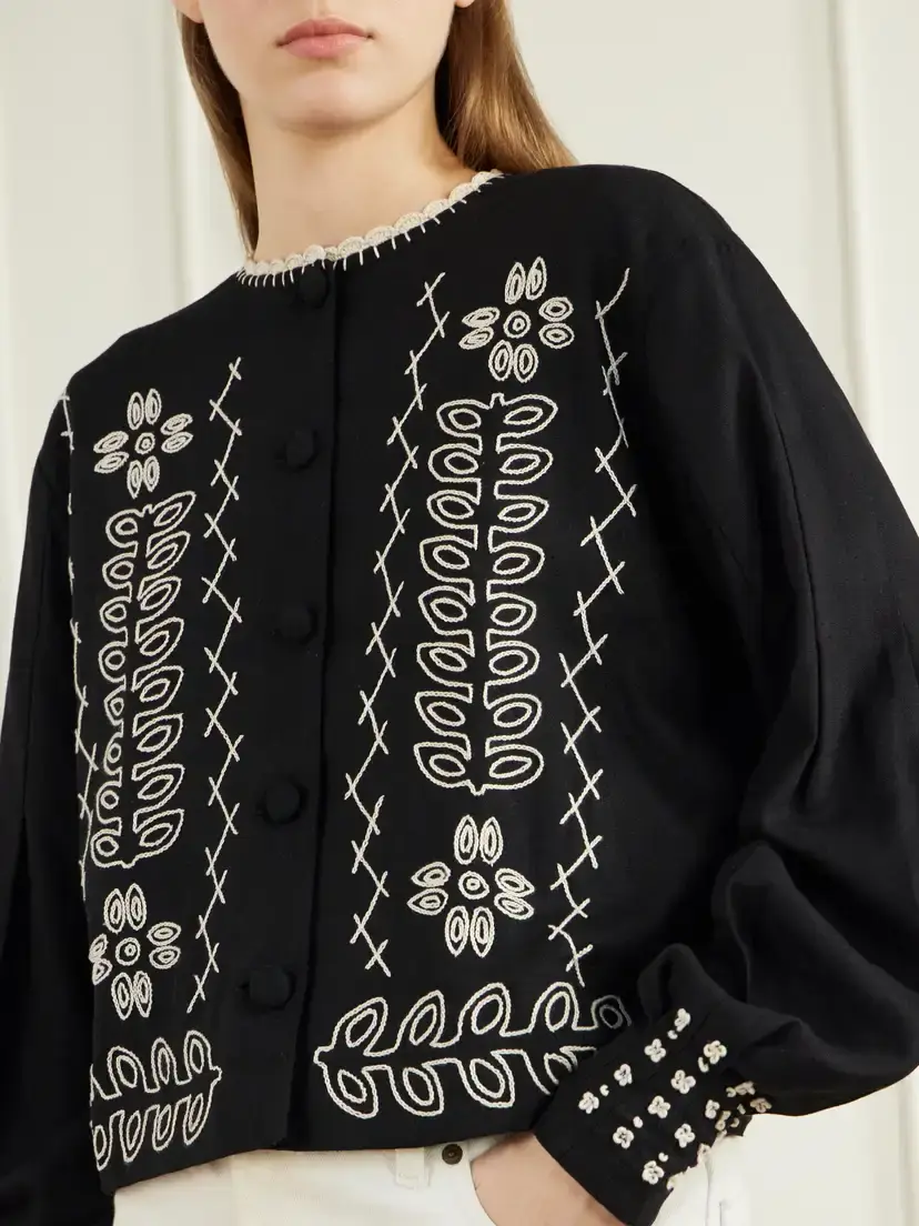 ESCVDO Libertad Cropped Embroidered Cotton-twill Jacket | Thumbnail 5 ESCVDO Libertad Cropped Embroidered Cotton-twill Jacket | Thumbnail 5