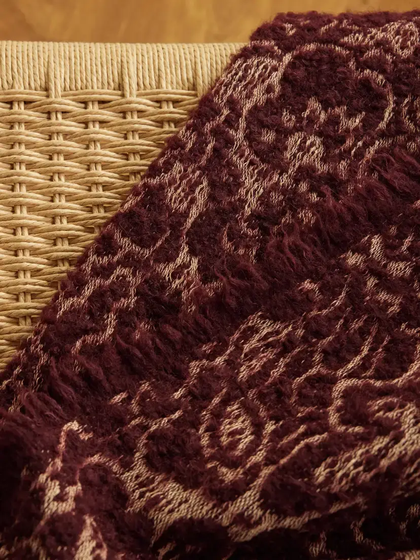 The House of Lyria Malghe Fringed Floral-jacquard Wool-blend Throw | Thumbnail 3 The House of Lyria Malghe Fringed Floral-jacquard Wool-blend Throw | Thumbnail 3