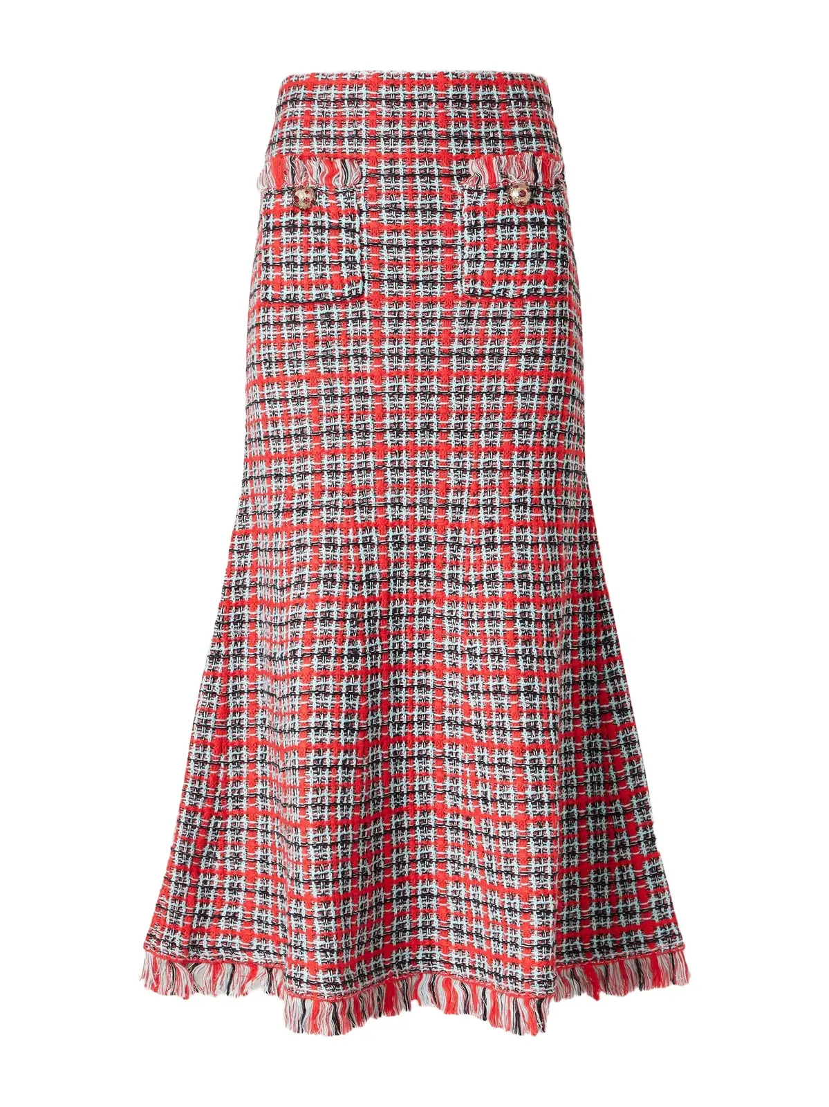 Frayed Cotton-blend Tweed Midi Skirt Frayed Cotton-blend Tweed Midi Skirt