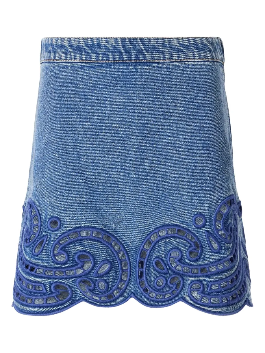 Cadiz Embroidered Denim Mini Skirt