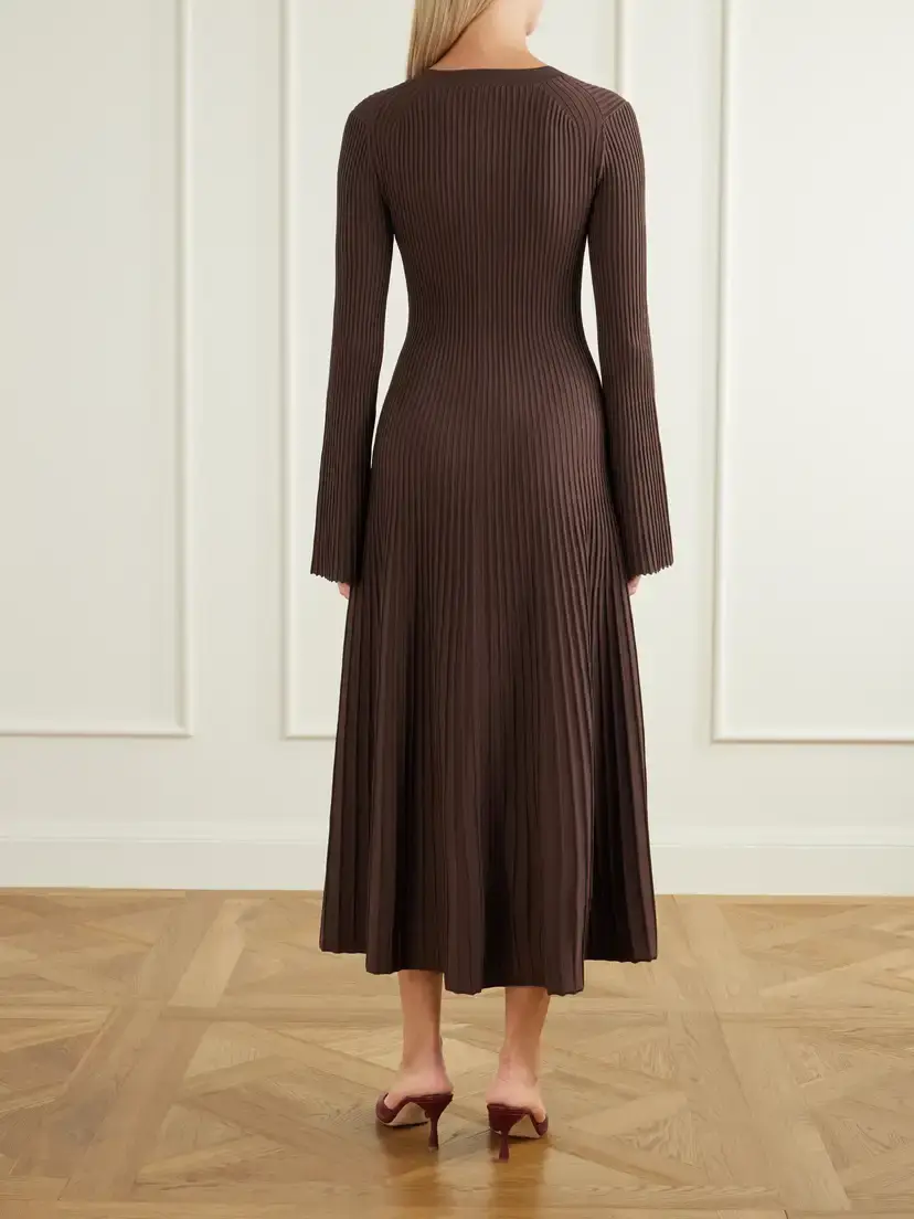 Simkhai Genna Ribbed Woven Midi Dress | Thumbnail 3 Simkhai Genna Ribbed Woven Midi Dress | Thumbnail 3
