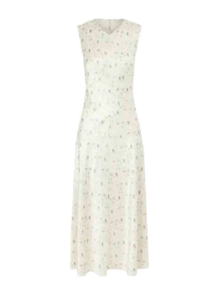 DÔEN Adelana Floral-print Silk-satin Midi Dress
