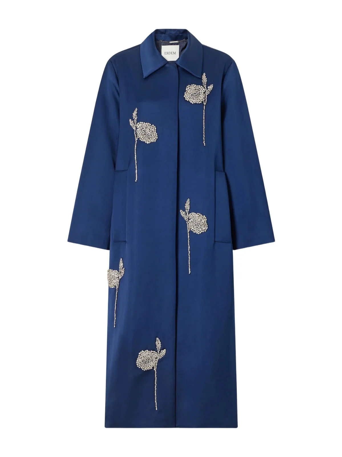 Erdem Floral-embroidered Satin Coat